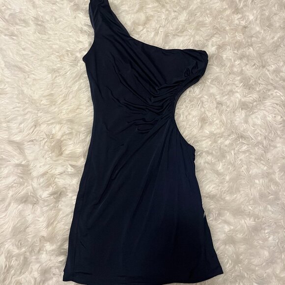 Lucy in the Sky One Shoulder Cutout Mini Bodycon Dress in Navy Medium - Picture 2 of 6